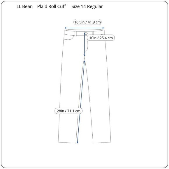 LL Bean Jeans Women Size 14 Reg Orig Fit Relaxed Fully Lined Red Plaid Roll Cuff - Picture 3 of 9